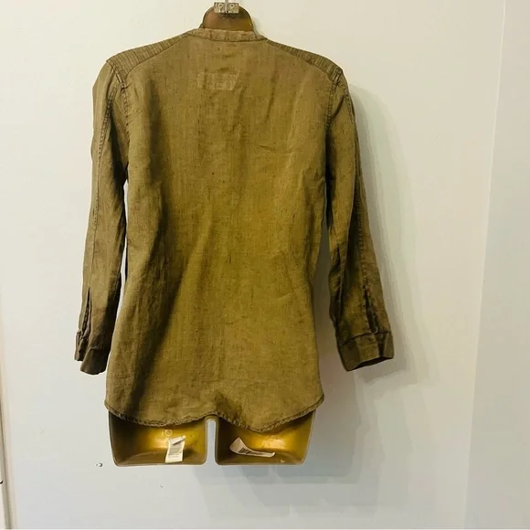 Zara chocolate mocha Brown Linen Button-Up Shirt Minimalist Quiet Luxury - Picture 4 of 5